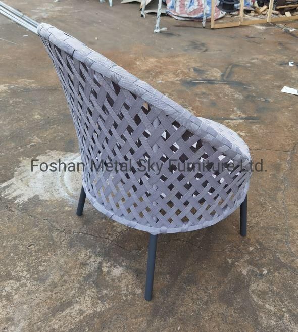 Outdoor Aluminum Garden Hotel Patio Rattan Metal Rope Dining Chair