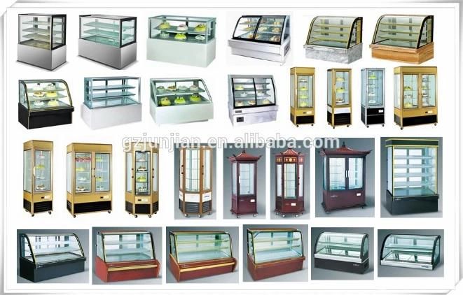 Modern Double Layers Curved Glass Window Refrigerated Pastry Marble Cake Showcase Refrigerated Pastry Cake Showcase