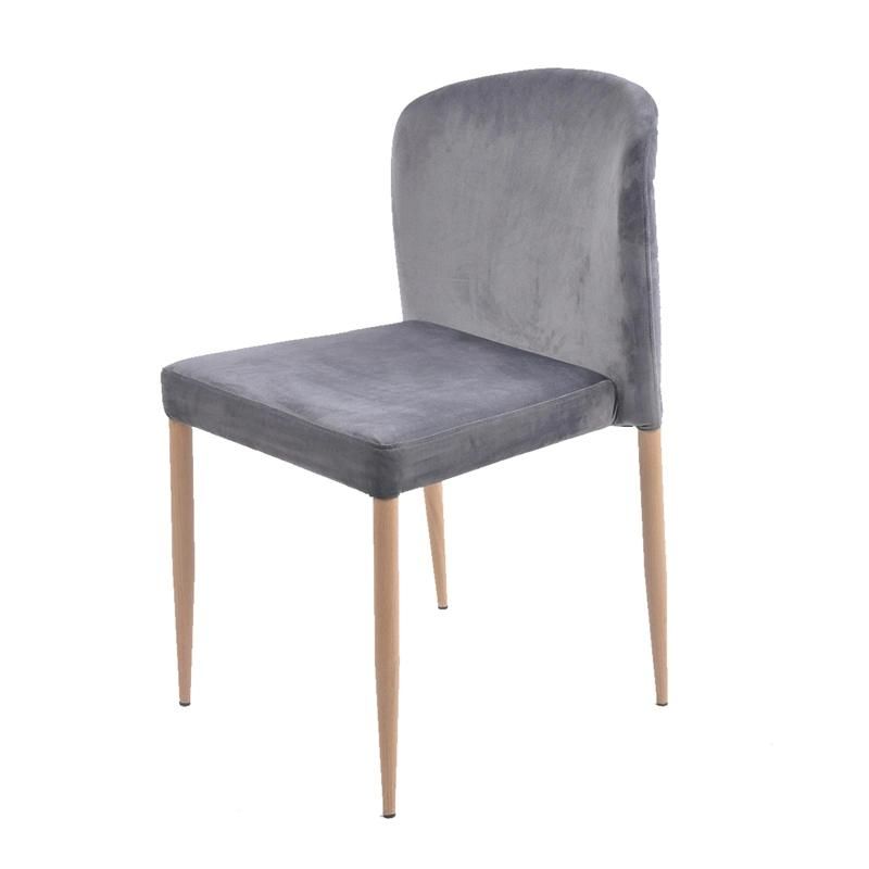 Modern European Dining Room Restaurant Upholstered Grey Banquet Velvet Dining Chairs