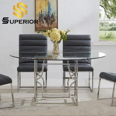 European Style New Product Restaurant Round Glass Dinner Table Set