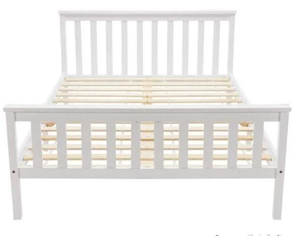 Double Wooden Bed in White for Adults, /Kids/ Teenagers Home Furniture Modern Style Solid Wood Platform Bed Frames