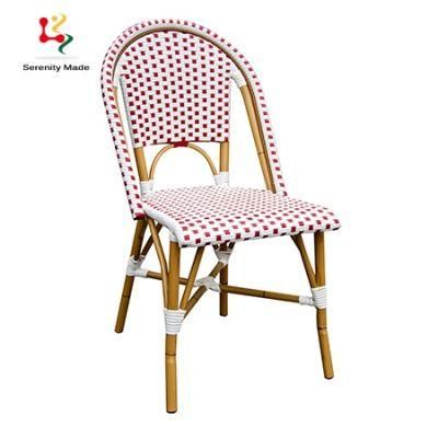 Event Hire Pink Mosaic Pattern Aluminum Outdoor Furniture Chair Rattan Wicker Chair for Outdoor Cafe Shop