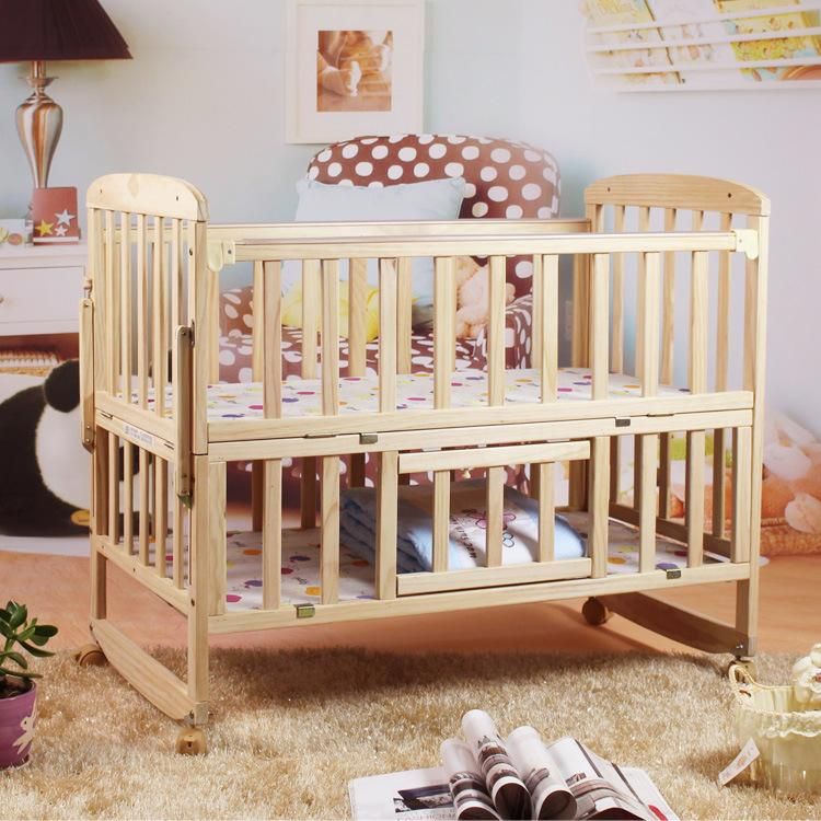 Eco-Friendly Solid Pine Wood Baby Crib Cot for Babies