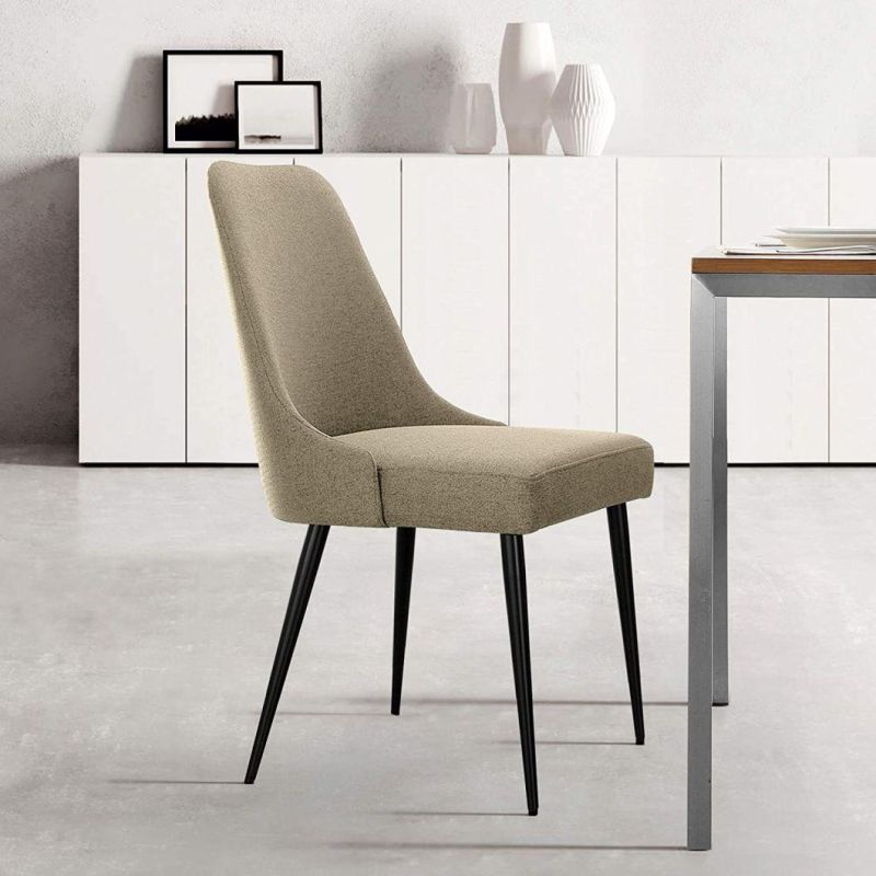 Home Furniture Modern Nordic Hotel Luxury Upholstered Soft High Back Velvet Fabric White Leather Wooden Dining Chair