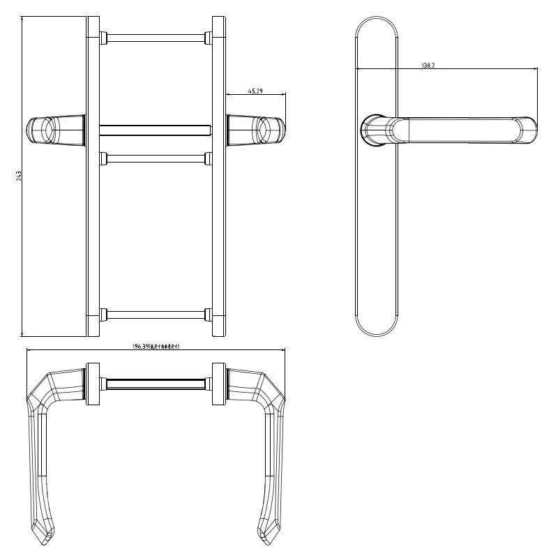 Aluminum Alloy Double Side Door Pull Handle for Commercial Door