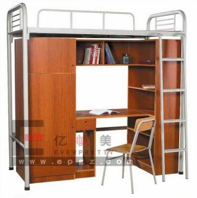 School Dormitory Furniture Single Envirment Friendly Bunk Bed for Student Study with Cabinet and Study Table