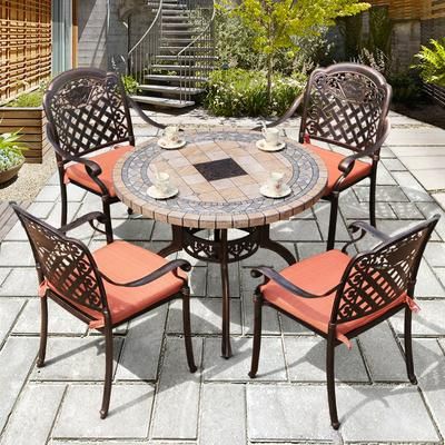 Outdoor Cast Aluminum Table Chair Combination European Garden Furniture Leisure Table Chair