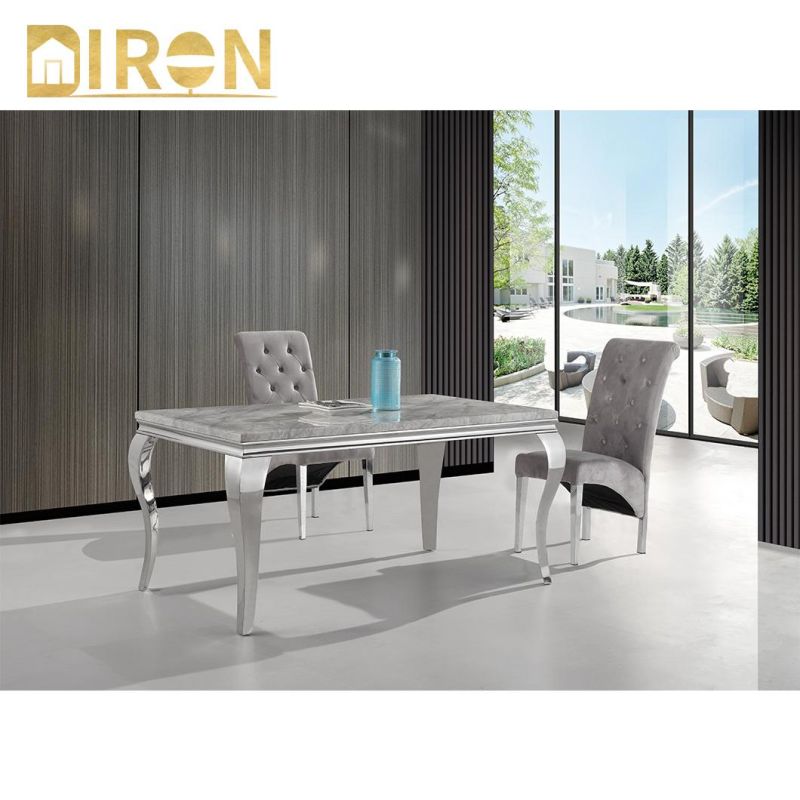 Modern European Style Design Stainless Steel Velvet Upholstered Dining Chair