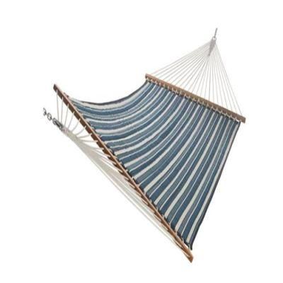 Reversible Double Size Quilted Fabric Hammock Spreader Bar Blue White Stripe
