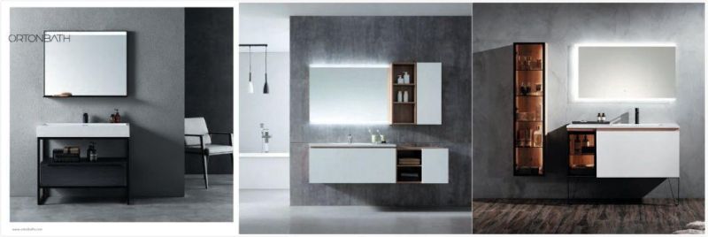 European Sanitary Ware Style 600mm/800mm/1000mm Plywood MDF Melamine Bathroom Vanity with Round LED Mirror