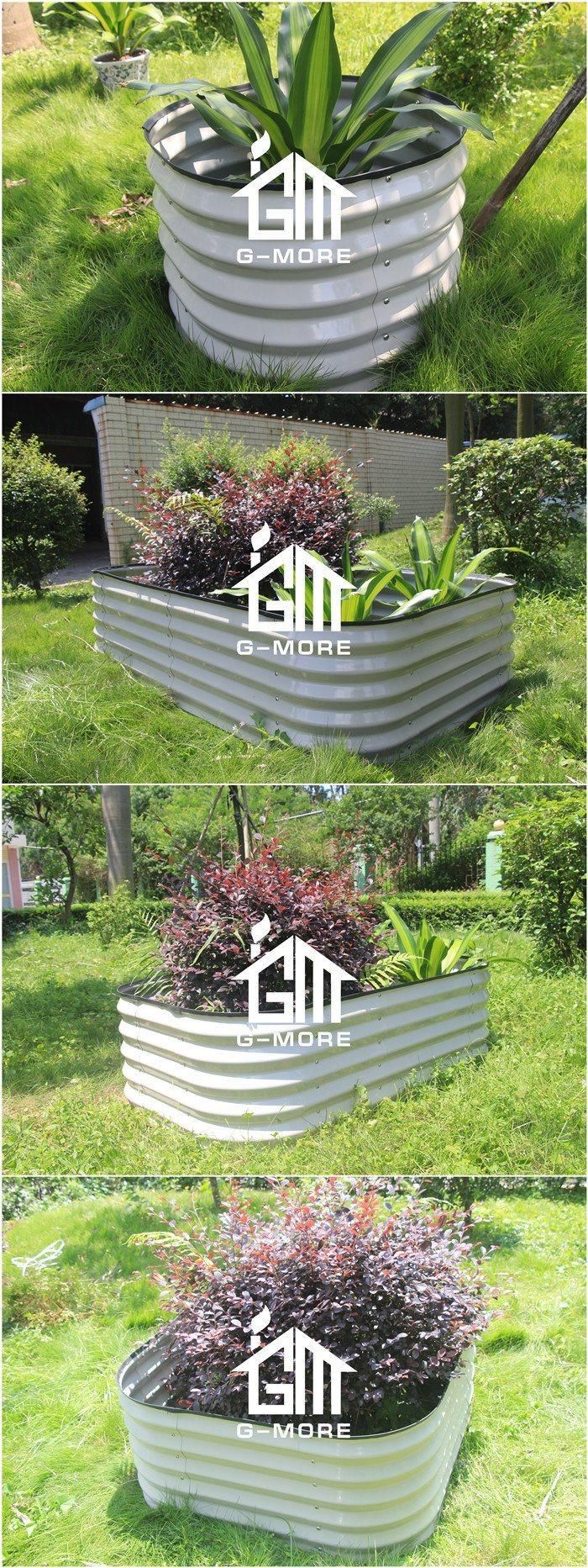 90X120X44cm Outdoor Steel Raised Garden Bed Sliver/Ivory Raised Seed Beds