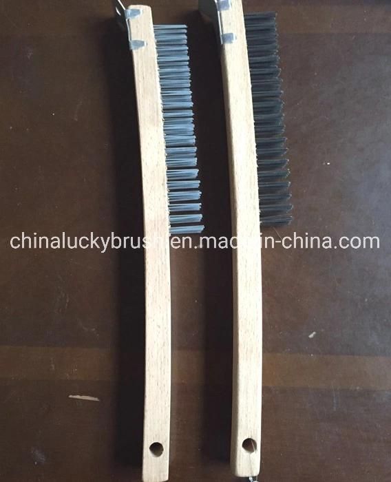 Wooden Base Steel Wire Brush with Schleifer for USA/European (YY-496)