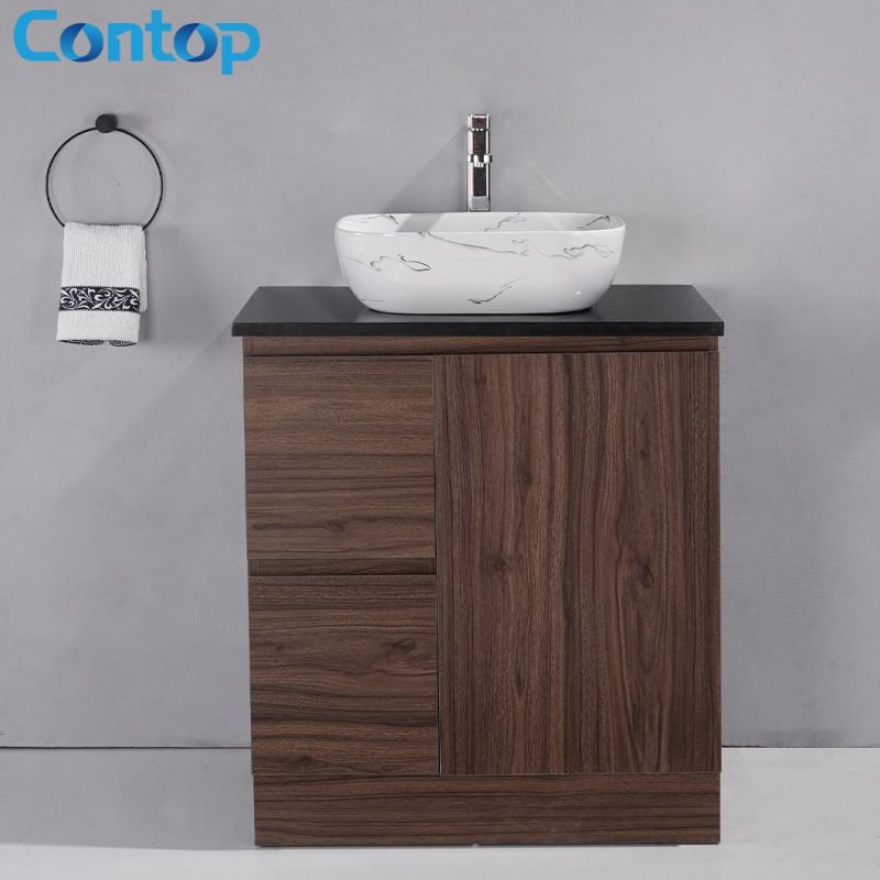 Hot Sale Customized Popular Wood Grain Modern Bathroom Vanity