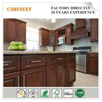 Plywood Carcass Wooden Finish Kitchen Cabinet for Wholesale