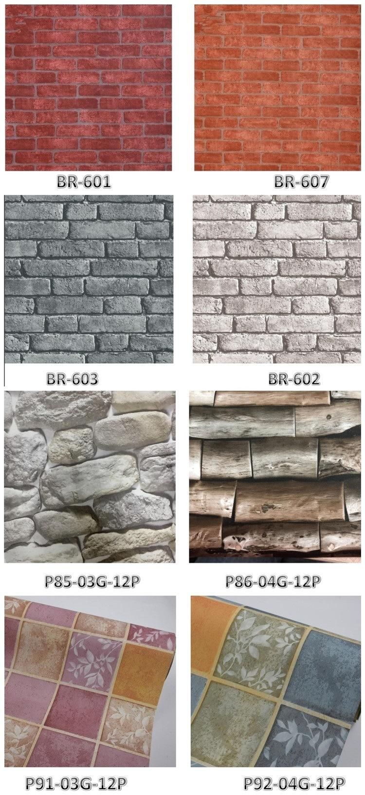 European Style Wall Papers 3D PVC Wallpaper Papier Peint Wholesale Home Decoration Brick Pattern Vinyl Panels
