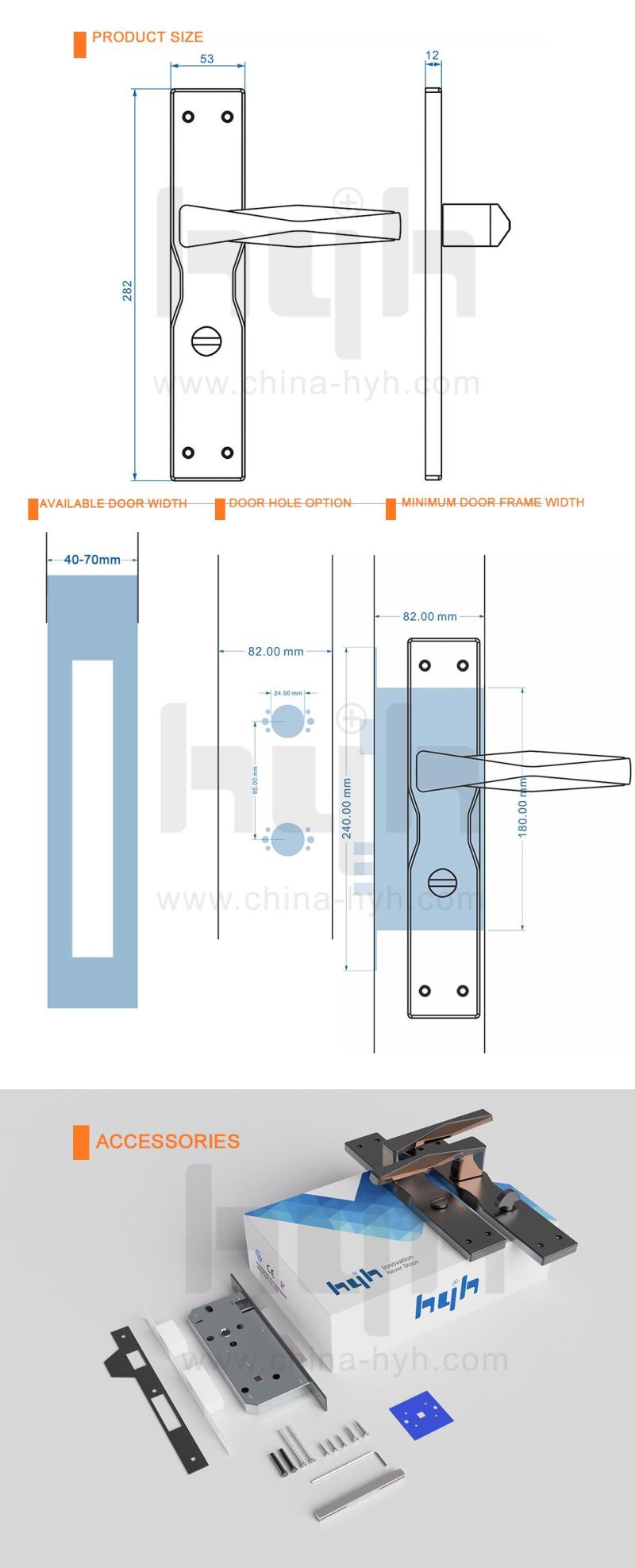 Double Side European Style Door Lock and Handle for Bathroom