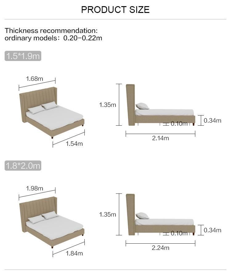 Linsy European Flat Home Furniture King Double Bed Rax2a