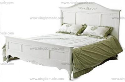 Nordic Louis Style Household Furniture Louis White Solid Wood King Bed Frame 160X200 Inside