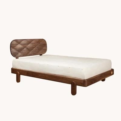 Nordic Mige Hard Maple Black Walnut All Solid Wood Simple Ins Furniture Bed 0016