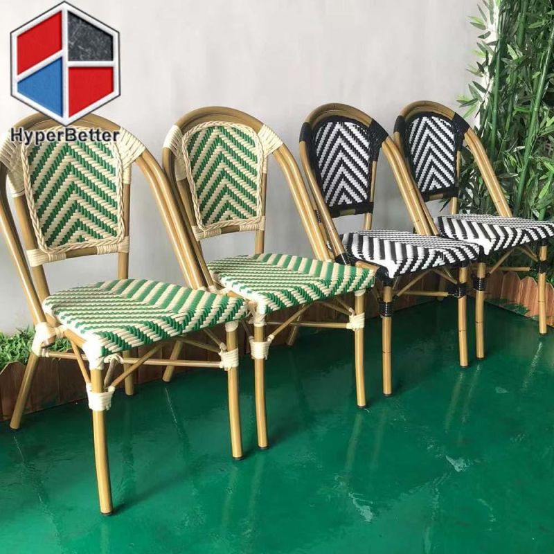Green and White Rattan Chair Coffee Table Set with Black Marble Table