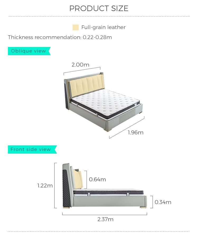 Linsy Factory European Wholesale Furniture Wooden Beds Upholstered Modern Leather Bed R305