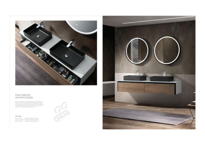 Talco 1800 Modern MDF European Bathroom Cabinet with LED Round Mirror