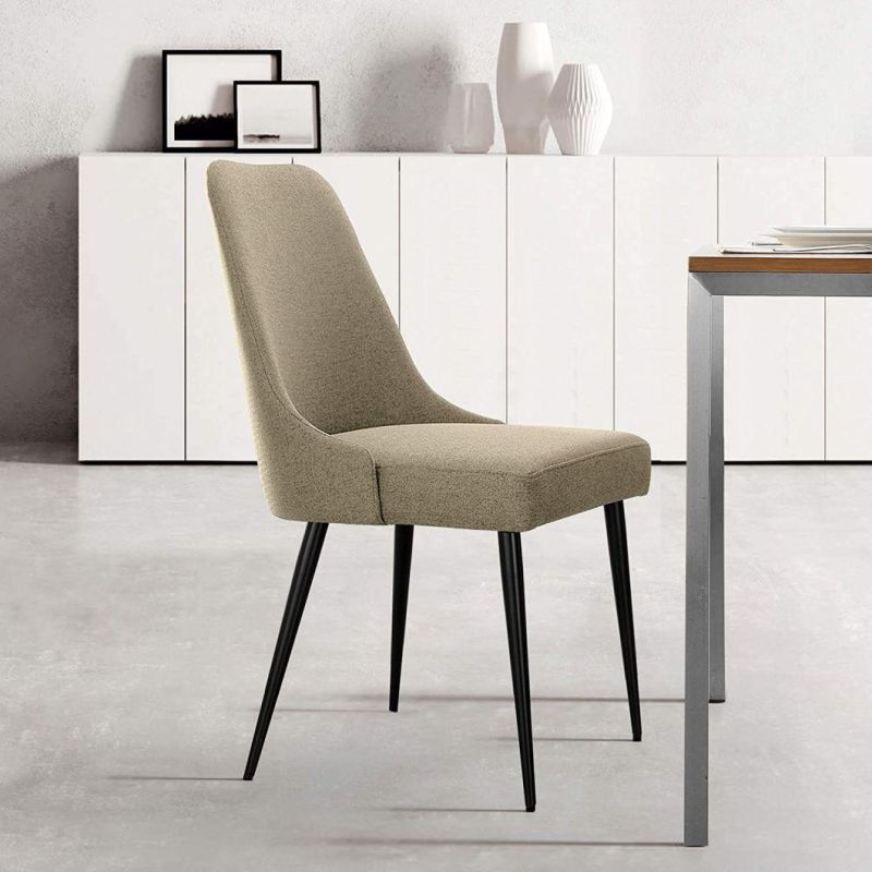 Free Sample Big Gray Malaysia Armrst Light Beige Chromed Leg Fabric Dining Chair with Fabric Ca117 Chaise Lounge Chair Dining