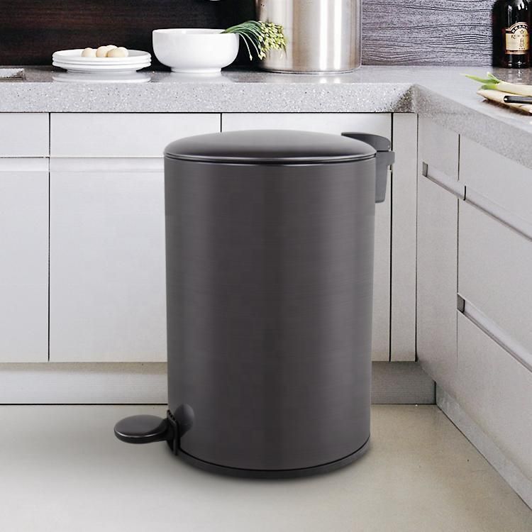 European Design Black Stainless Steel Round Shape Dustbin