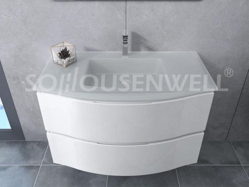 Space Saving Wall Mounted European Design Single Basin Bathroom Furniture Vanity