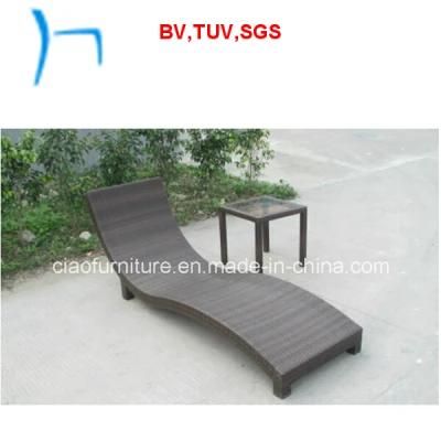 F- Outdoor Wicker Furniture Lounger and Rattan Side Table (CF739+CF739CT)