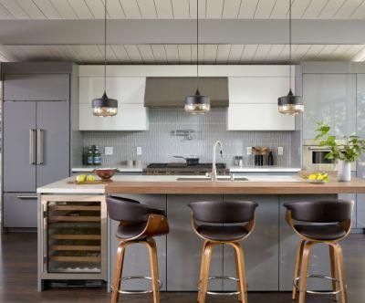 High Shiny Finish Factory Customized Bar Design Plywood Kitchen Cabinets