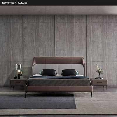 European Furniture Bedroom Bed Luxury Leather and Fabric Bed Wall Bed Gc1833