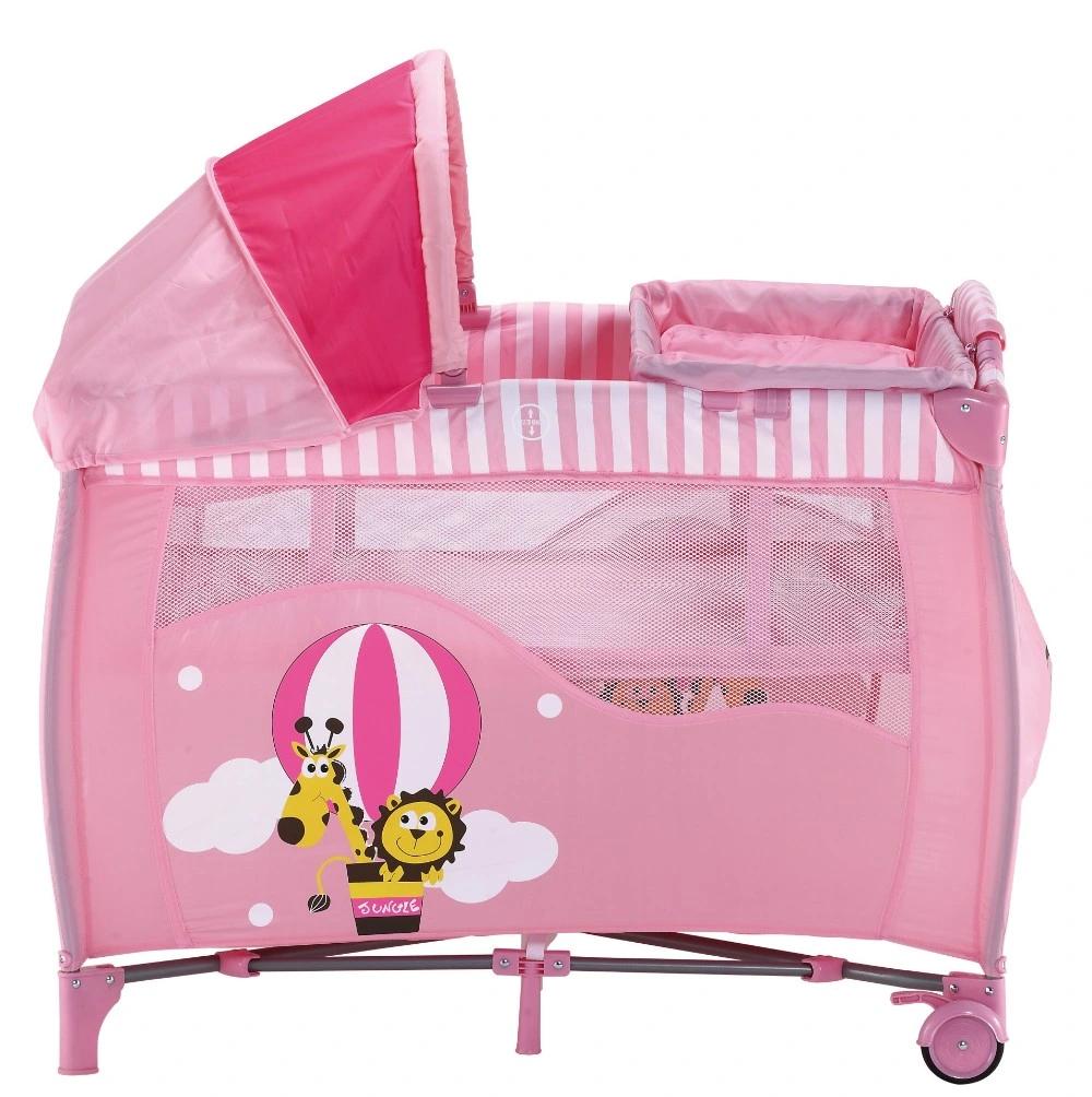 En716 Luxury Folding Infant Travel Cot Adjustable Baby Playpen Bed with Mosquito Net