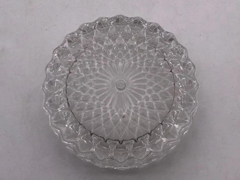 Elegant Clear Glass Candle Holder with Pattern and Glass Lid