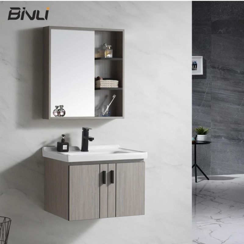 New European Style Wholesale Cheap Price Plywood Bathroom Vanity Furniture Set with Washing Basin and Mirror Combo