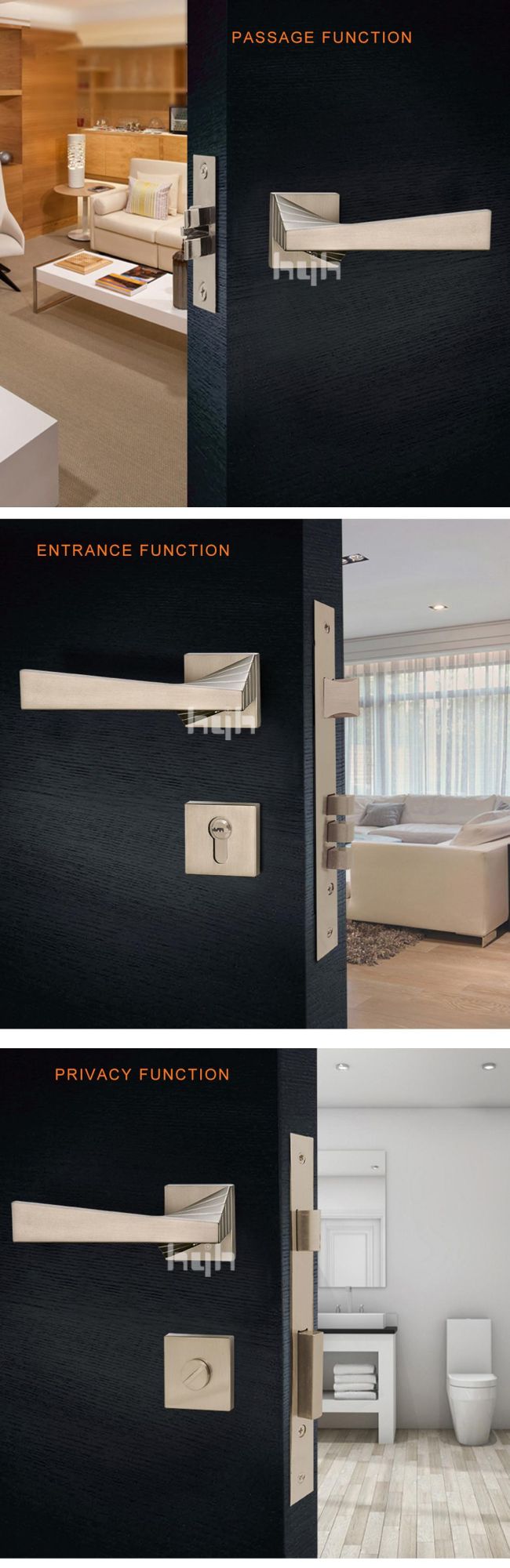 Zinc Alloy Interior Door Handle Privacy Lock High Quality Lever Door Handle Lock Set for Home