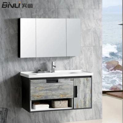 European Style Full Set Bathroom Furniture Single Ceramic Sink Waterproof Bathroom Cabinet with Mirror