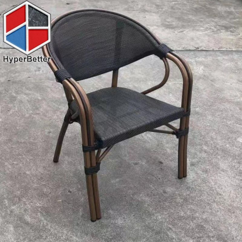 Bamboo Looking Aluminum Rattan Chair for Garden and Coffee Table