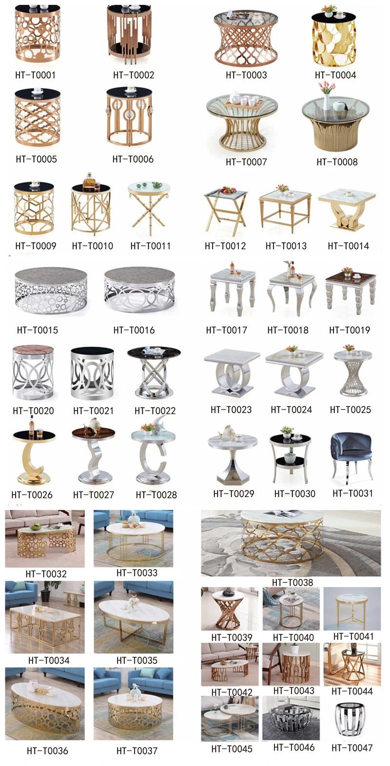 Dining Table Set Wedding Decoration Fancy Style Round Flower Stands Stainless Steel Gold Plinths