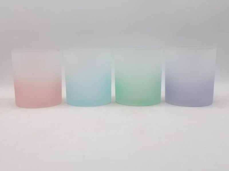 Glass Candle Holder with Customized Frosted or Shiny Spray Color