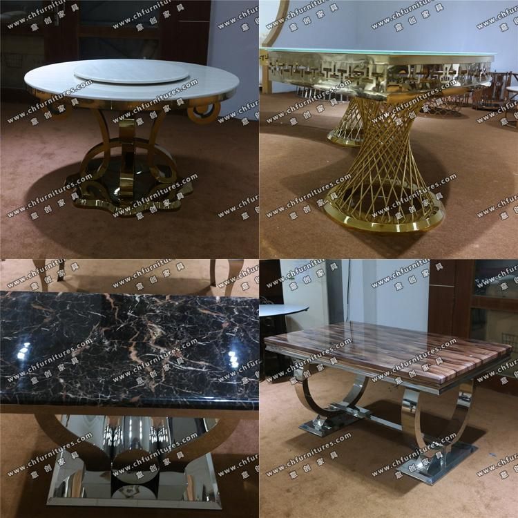 Hot Selling Stainless Steel Marble Dining Table for Living Room Furniture Yc-St34