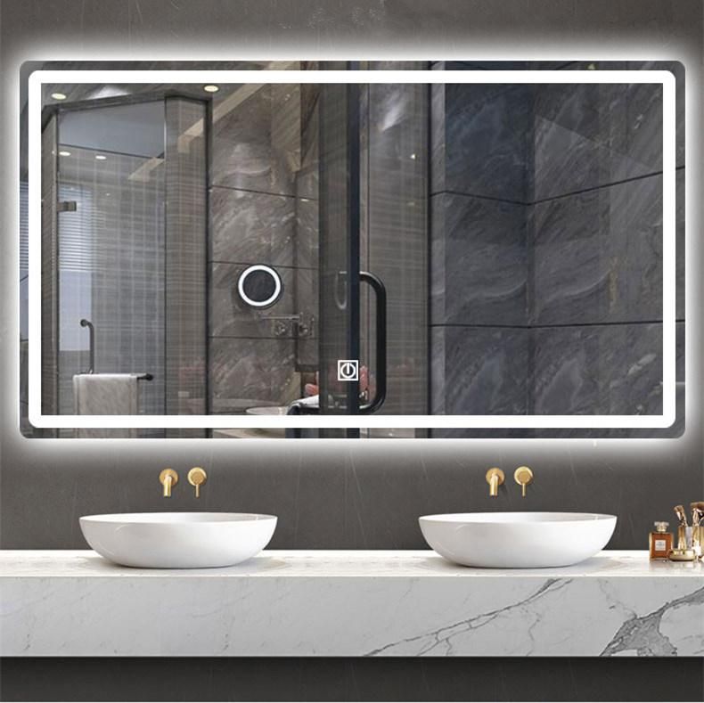 European Touch Control Hotel Vanity Frameless LED Smart Bathroom Mirror with Light Bathroom Mirror