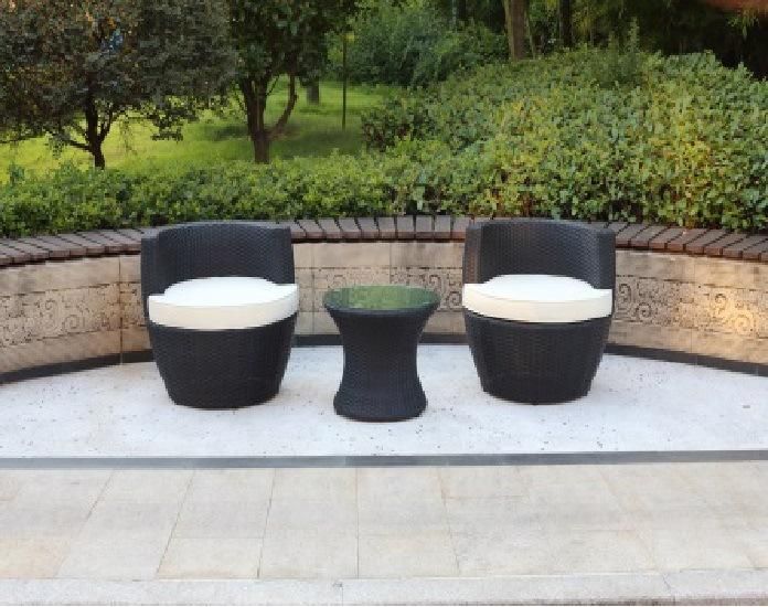 3 Piece Rattan Garden Set Outdoor All-Weather Seating Chair