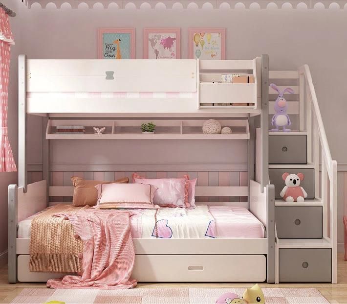 Solid Wood and MDF Bunk Bed with Ladders