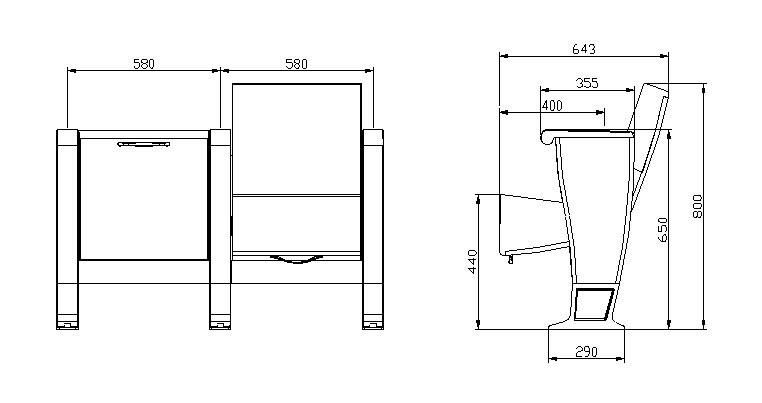 Wooden Back and Seat Cinema Theatre School Church Auditorium Conference Steating