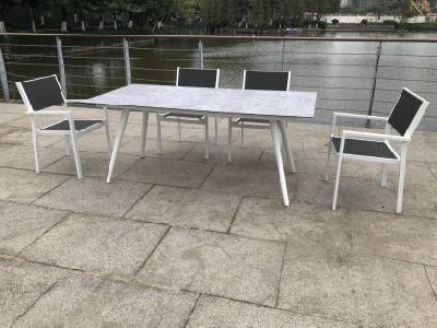Metal European Long Outdoor Dining Table Counter Height Patio Set