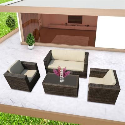 4PCS Outdoor Comfortable PE Wicker Chair Garden Poly Rattan Sofa Set Furniture