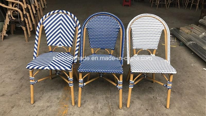 Chevron Paris Aluminium Rattan Outdoor Parisian Cafe Side Chair