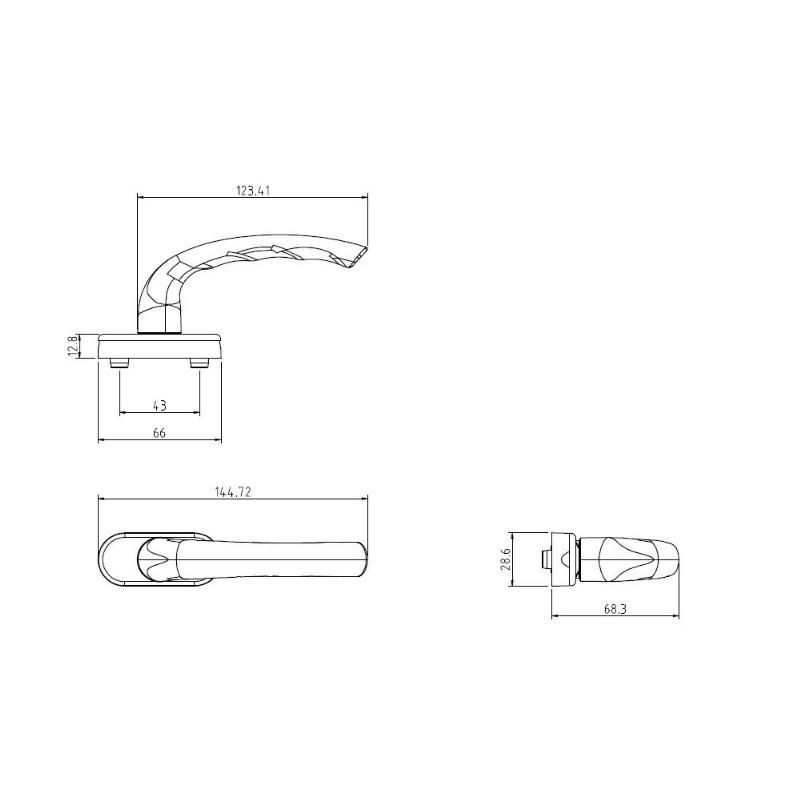 Aluminum Alloy Square Spindle Handle for Side Hung Door