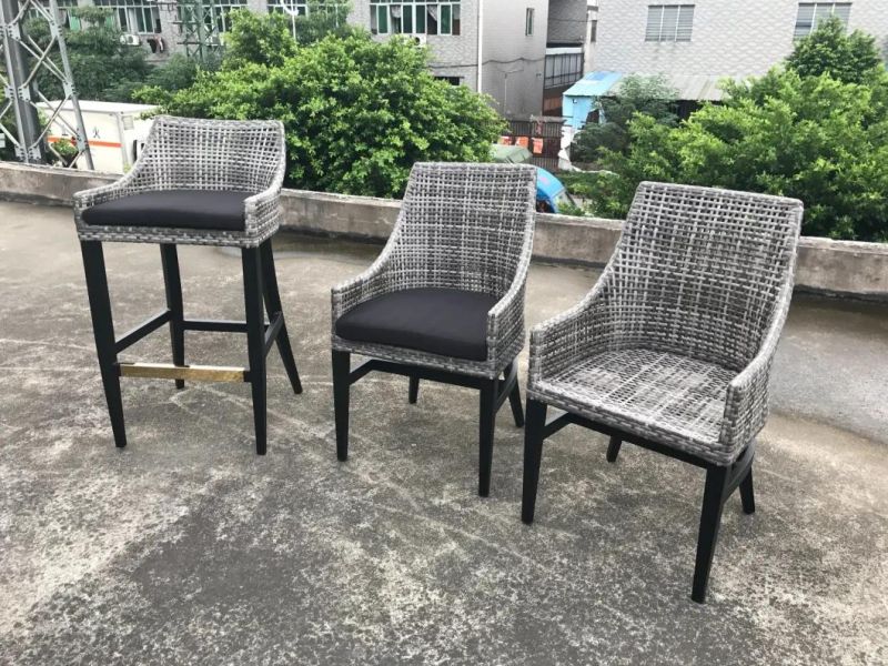 Aluminum Legs PE Rattan Dining Chairs for Outdoor Garden Use